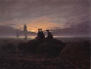 Caspar David Friedrich Moonsise over the Sea oil painting artist